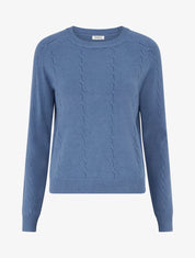 Pull en maille stylisée coupe droite - Bleu charrette - 1