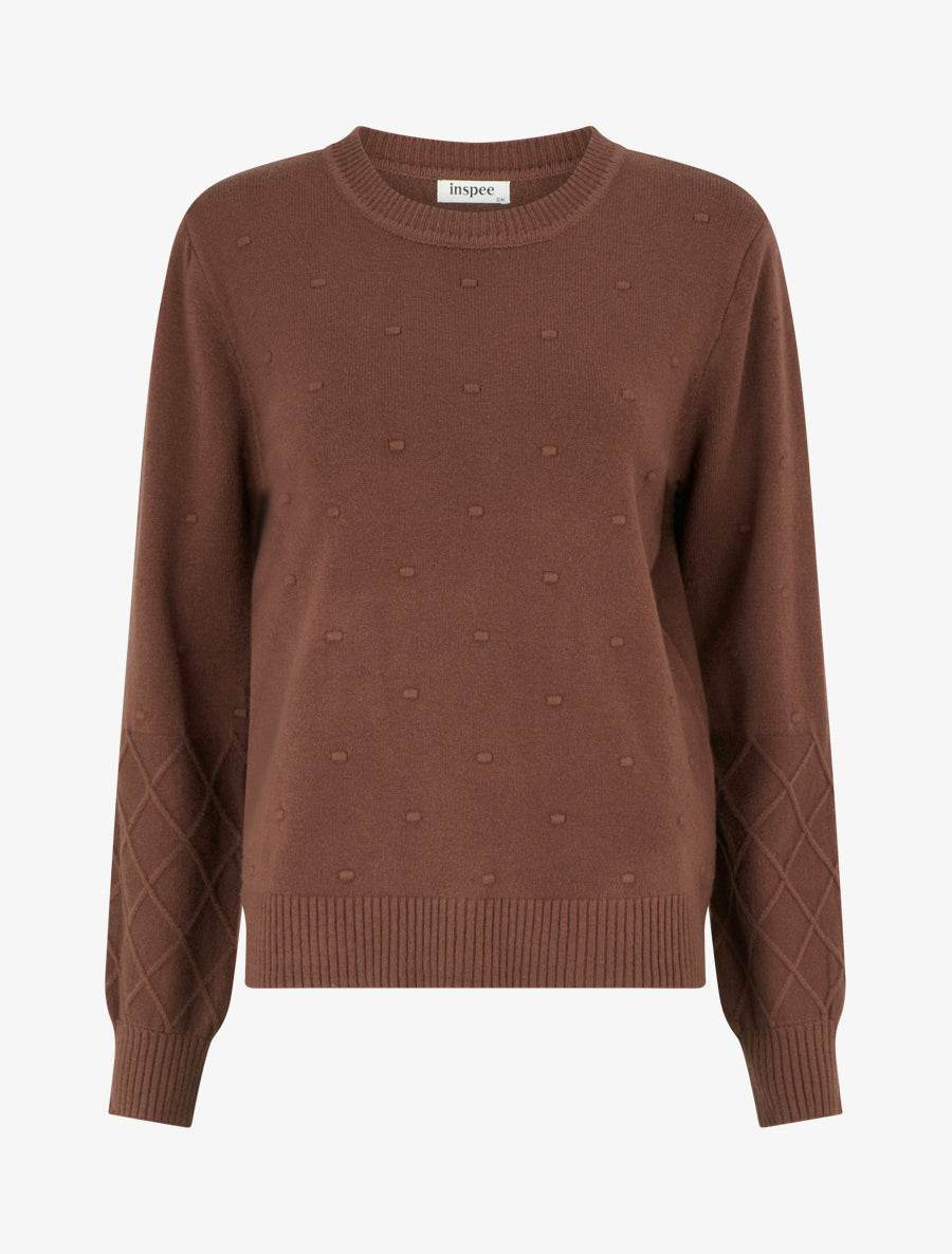 Pull en maille style pois coupe droite - Marron - 1