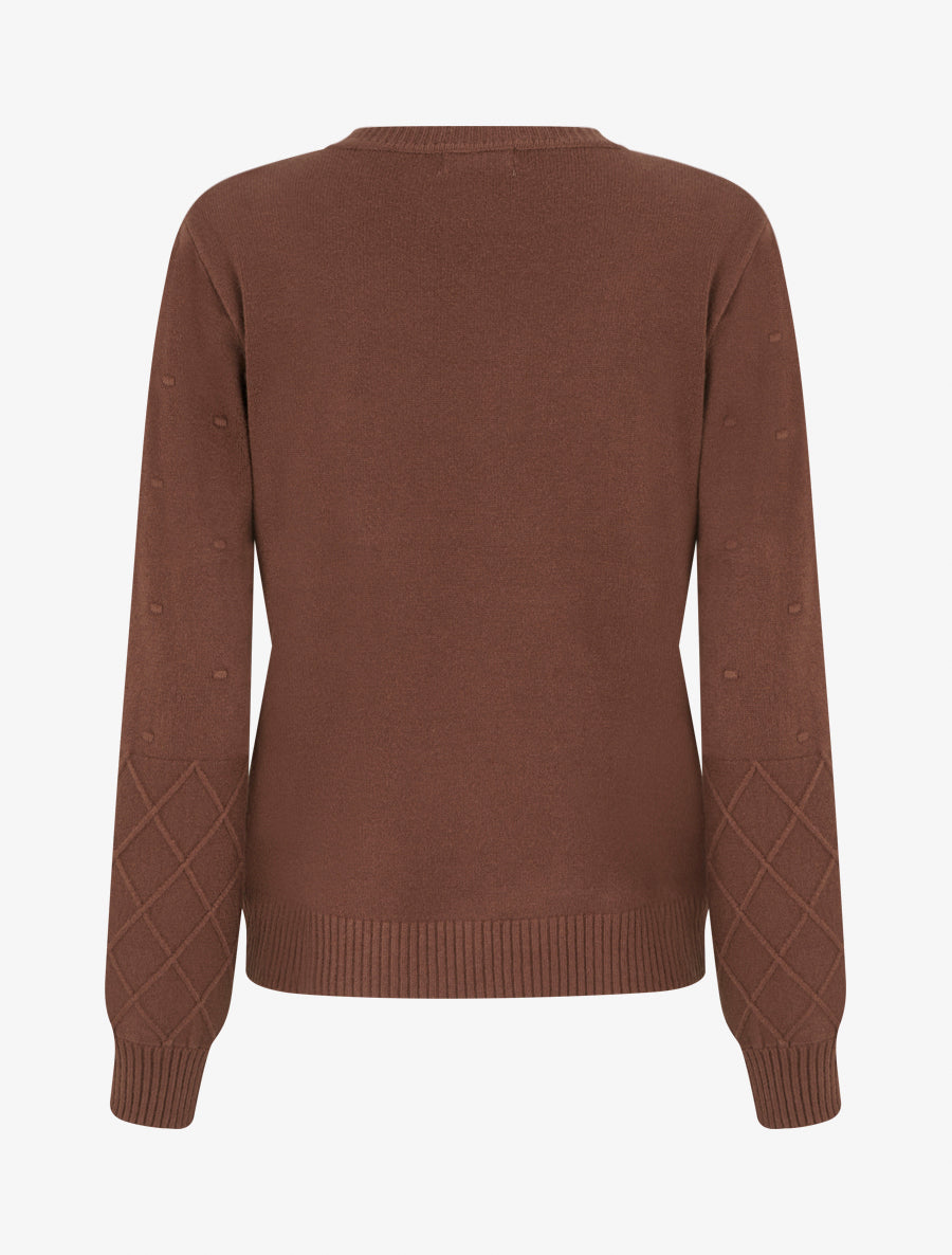 Pull en maille style pois coupe droite - Marron - 2