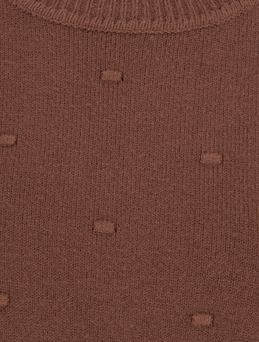 Pull en maille style pois coupe droite - Marron - 3