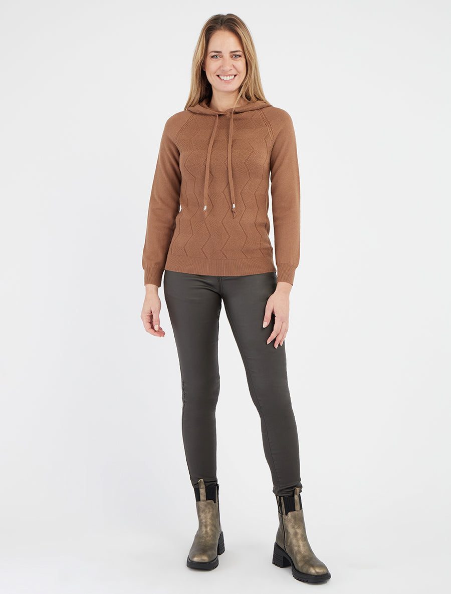 Felpa con cappuccio in maglia a zig-zag - Chameau