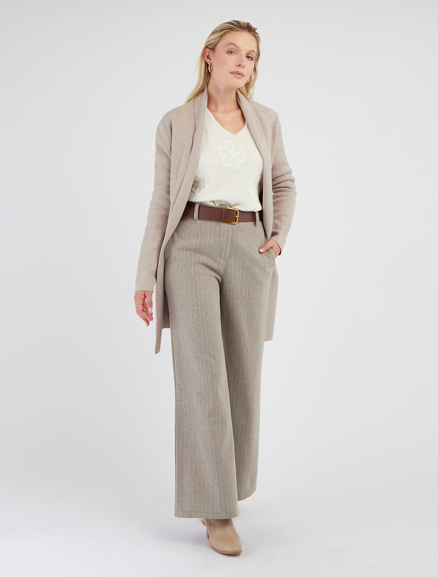Gilet long ouvert - Beige - 8