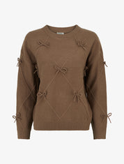 Pull uni à nœuds décoratifs - Marron - 1