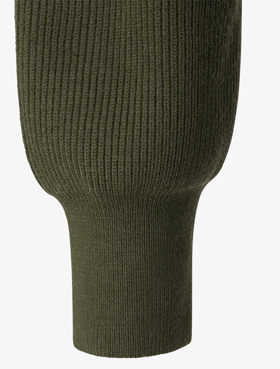 Pull uni côtelé à col cache-coeur - Kaki - 3