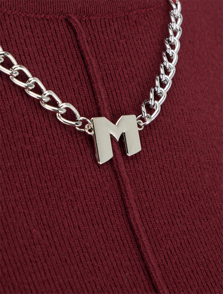 Pull asymétrique à empiècement bijou M - Bordeaux - 3