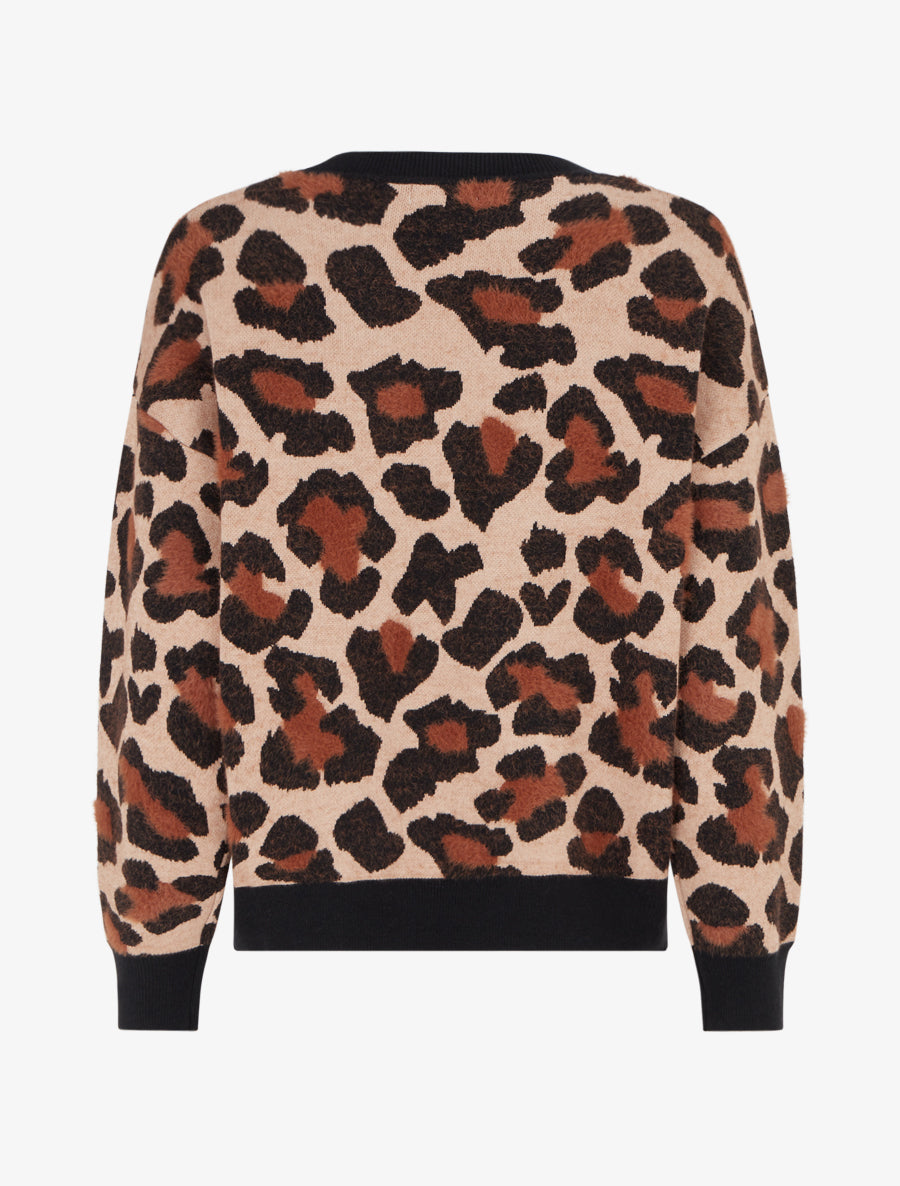 Pull à imprimé léopard - Camel - 2