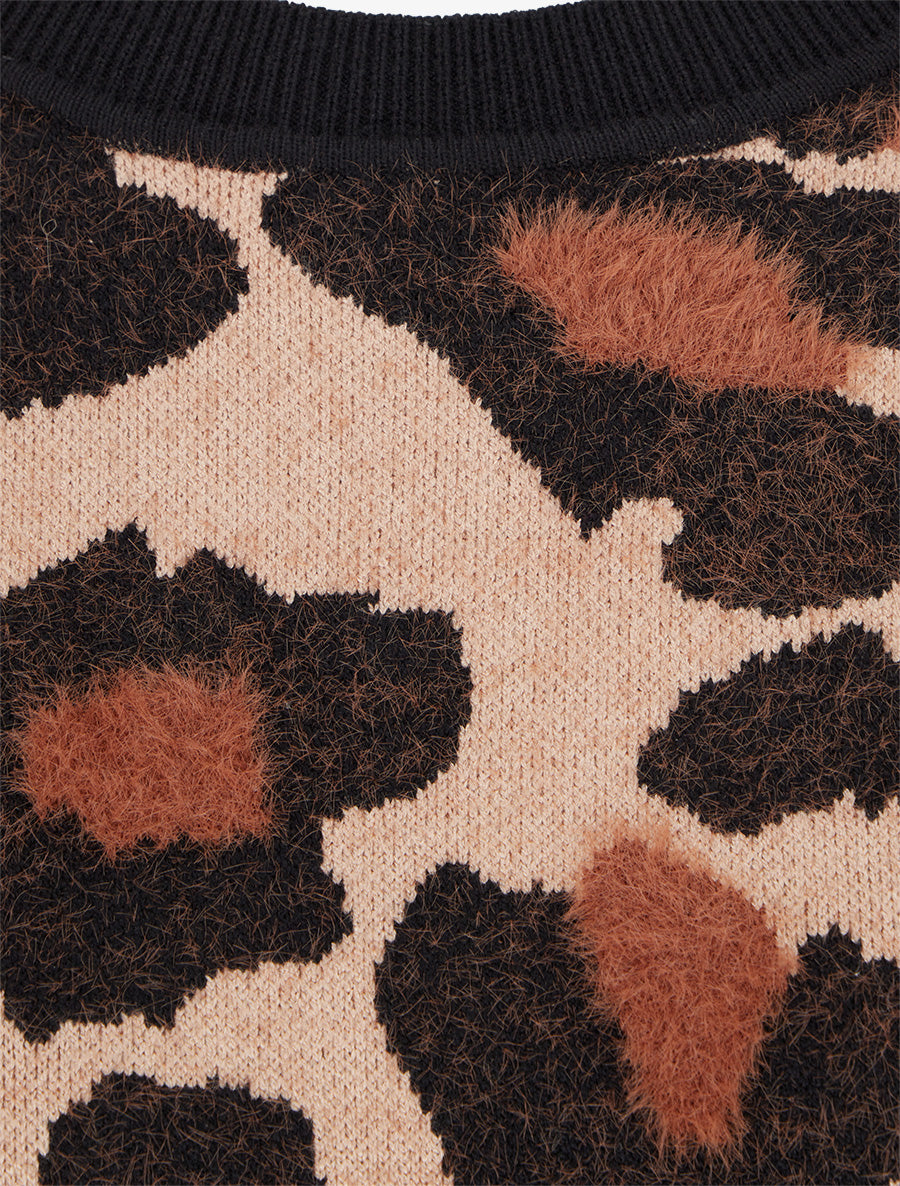 Pull à imprimé léopard - Camel - 3