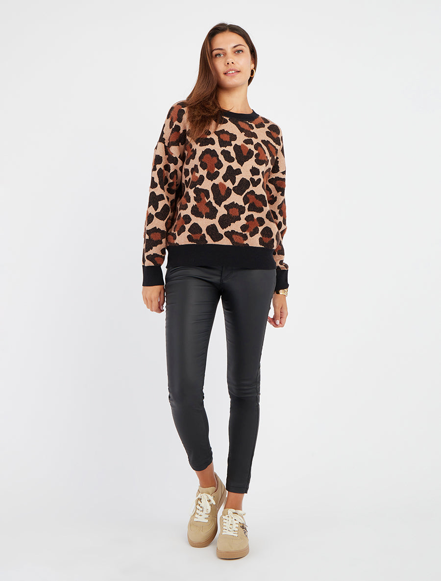 Pull à imprimé léopard - Camel - 8