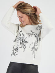 Maglione con stampa fantasia - Bianco