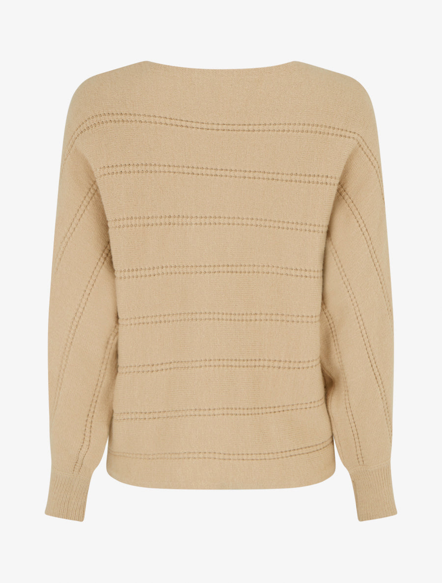 Pull uni à col rond - Camel - 2