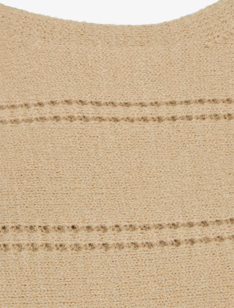 Pull uni à col rond - Camel - 3