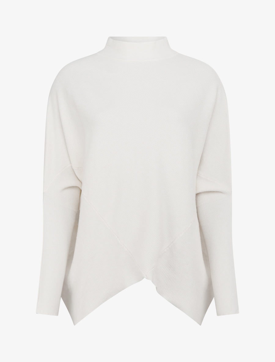 Poncho asymétrique à manches longues - Écru - 1