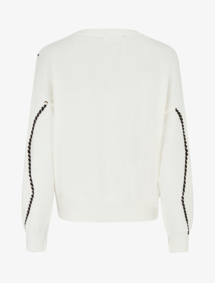 Pull droit à tresses irisées - Écru - 2