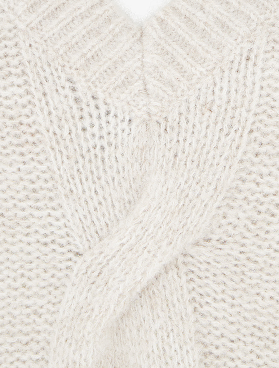 Pull droit en maille épaisse torsadée - Beige - 3