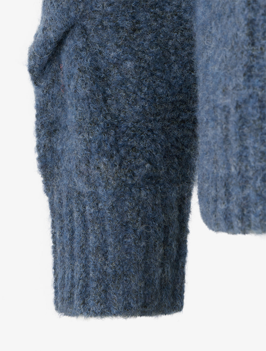 Pull droit en maille épaisse torsadée - Bleu foncé - 3