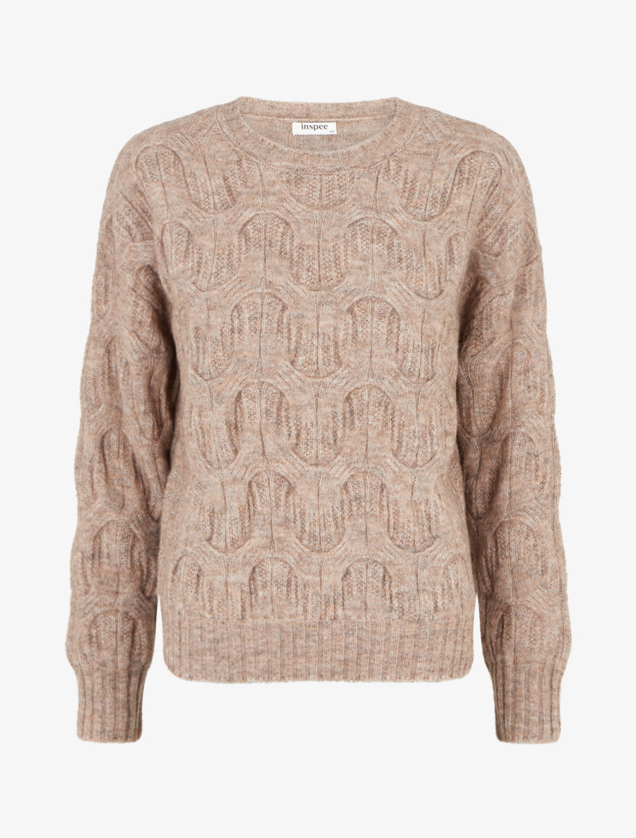 Pull droit en maille fantaisie - Taupe - 1