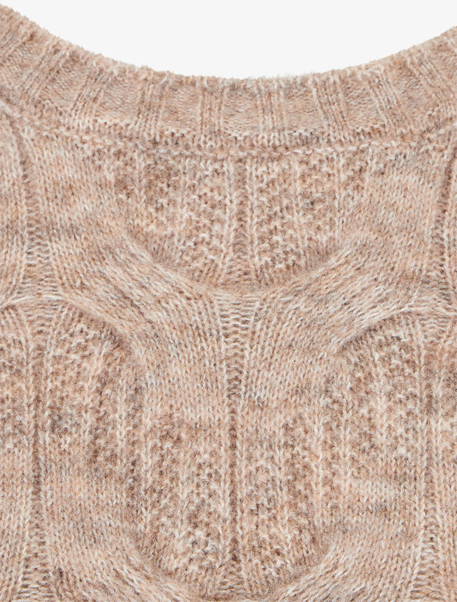 Pull droit en maille fantaisie - Taupe - 3