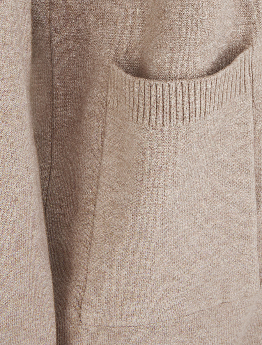 Gilet long uni à manches longues - Taupe - 3