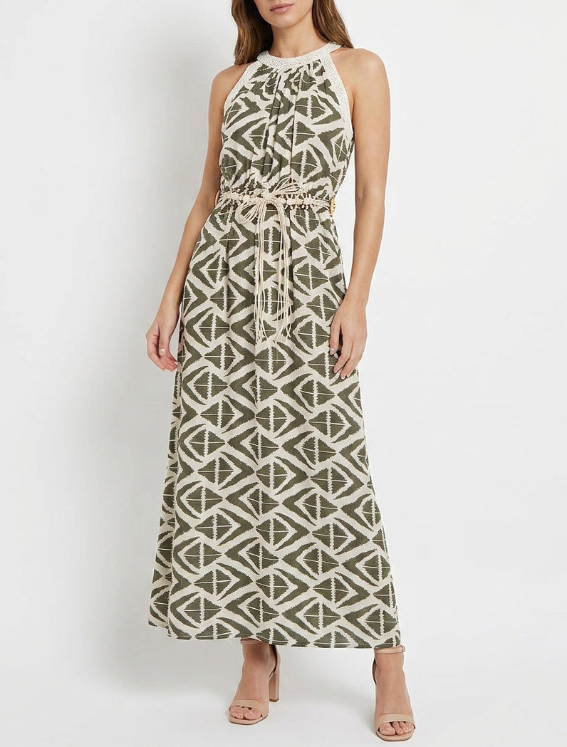 Abito lungo con collo all&