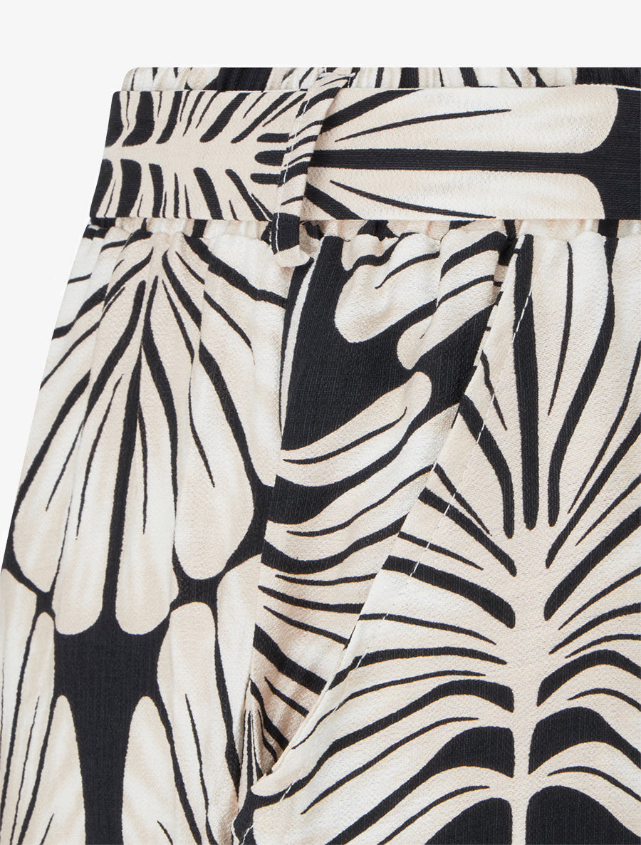 Pantalon élastiqué coupe droite imprimé tropical - Noir - 3