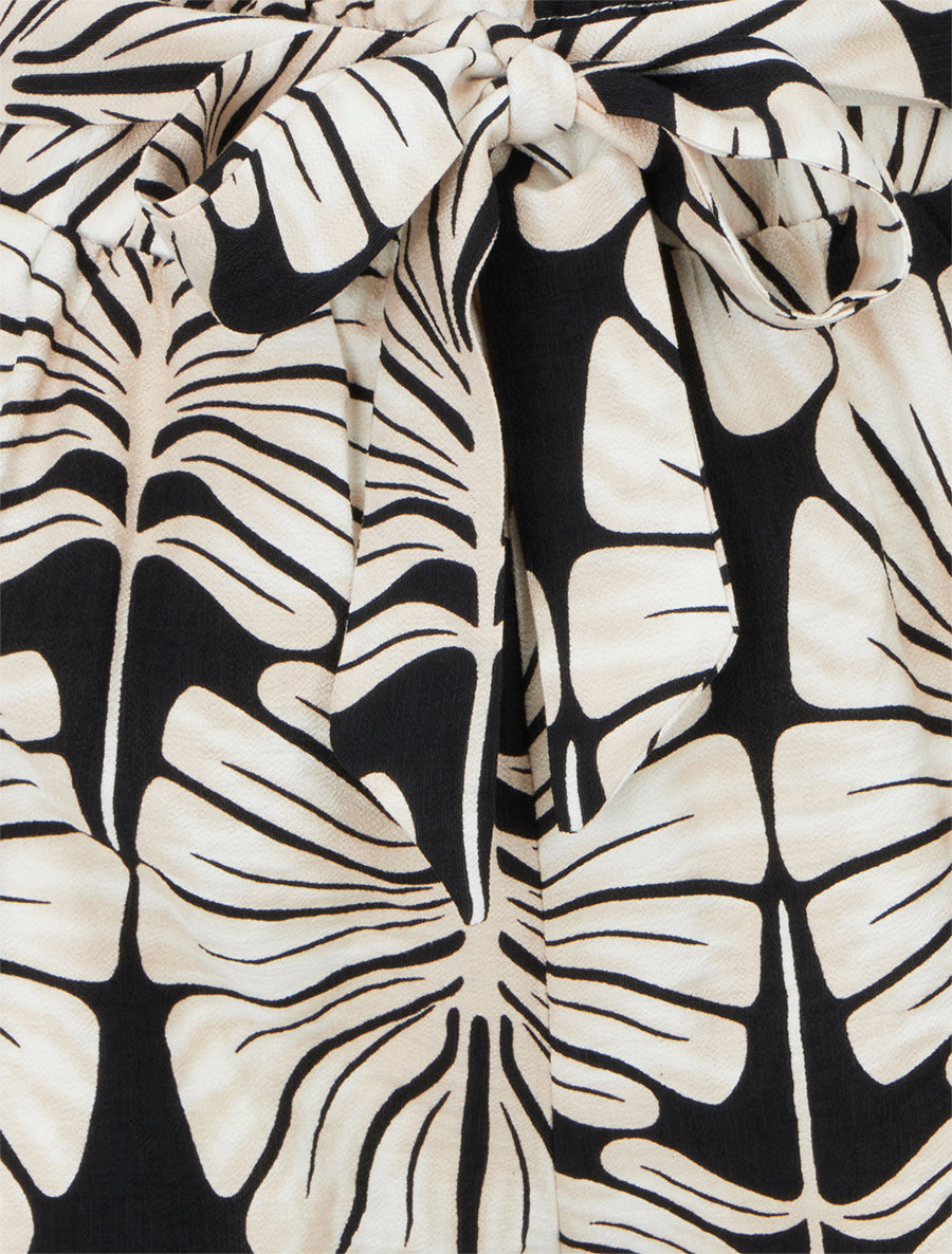 Short droit élastiqué imprimé tropical - Noir - 3