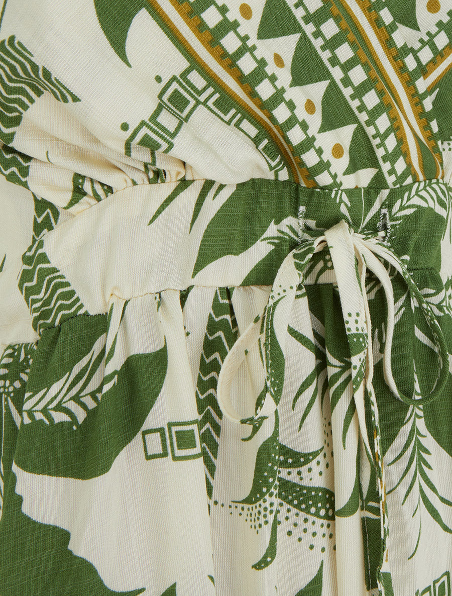 Robe longue à imprimé palmiers - Kaki - 3