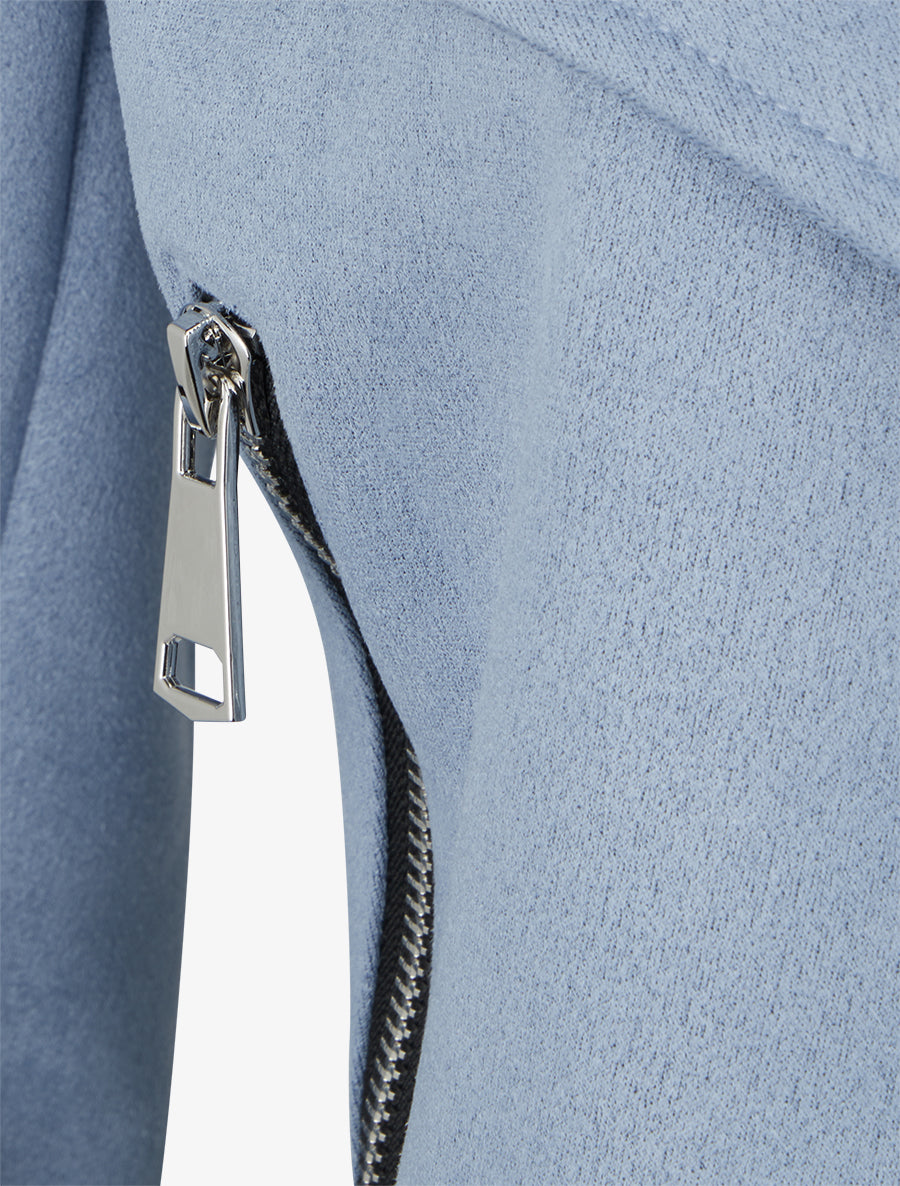 Giacca in suedine con collo a scialle - Azzurro cielo