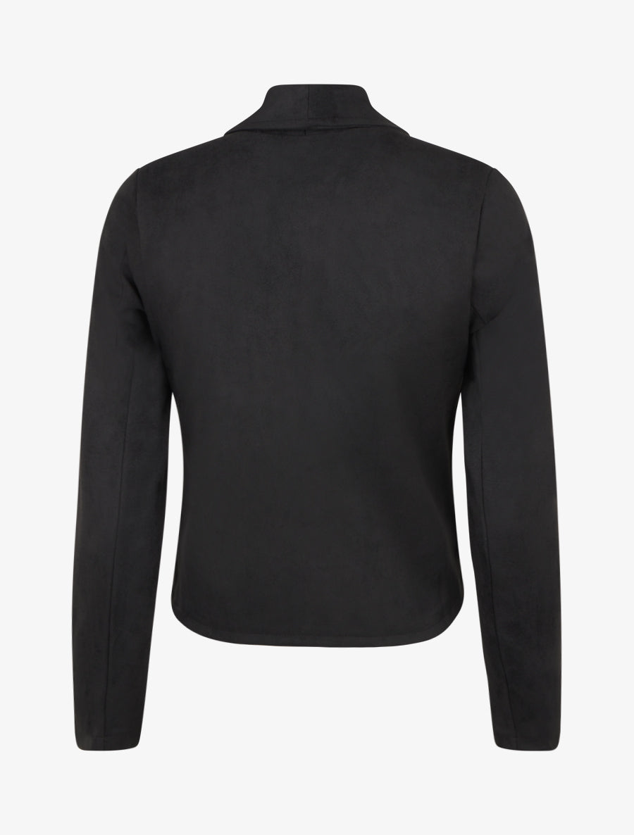 Giacca in suedine con collo a scialle - Nero