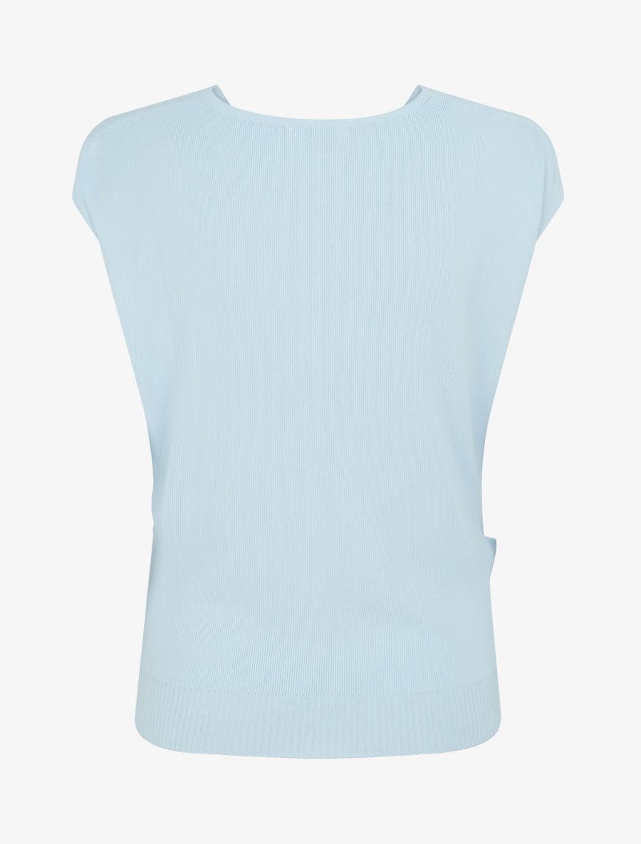 Top uni sans manches à col bénitier - Bleu ciel - 2