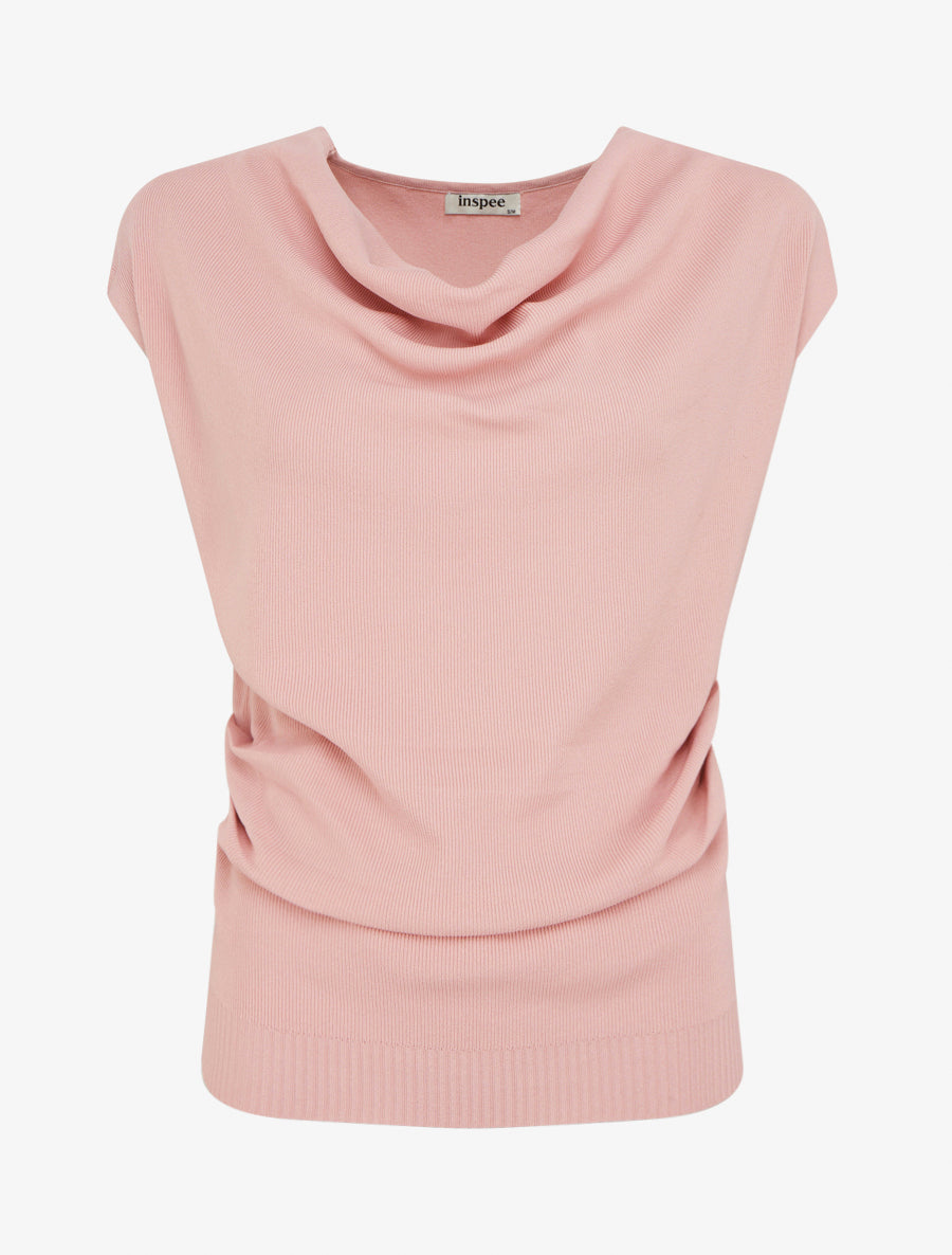 Top uni sans manches à col bénitier - Rose - 1