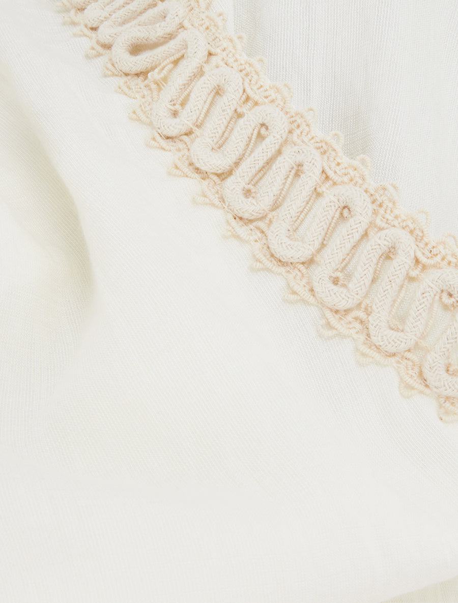 Top sans manches droit à broderies - Blanc - 3