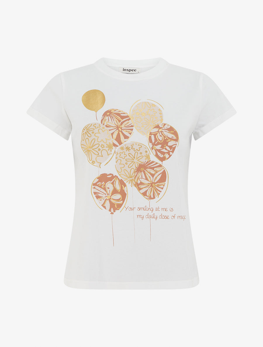 T-shirt à message et motif ballons de baudruche - Beige - 1