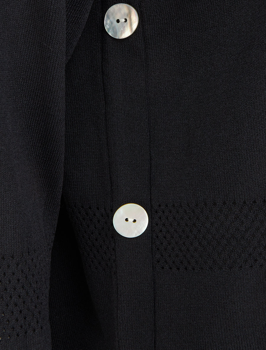 Pull fin à boutons décoratifs - Noir - 3