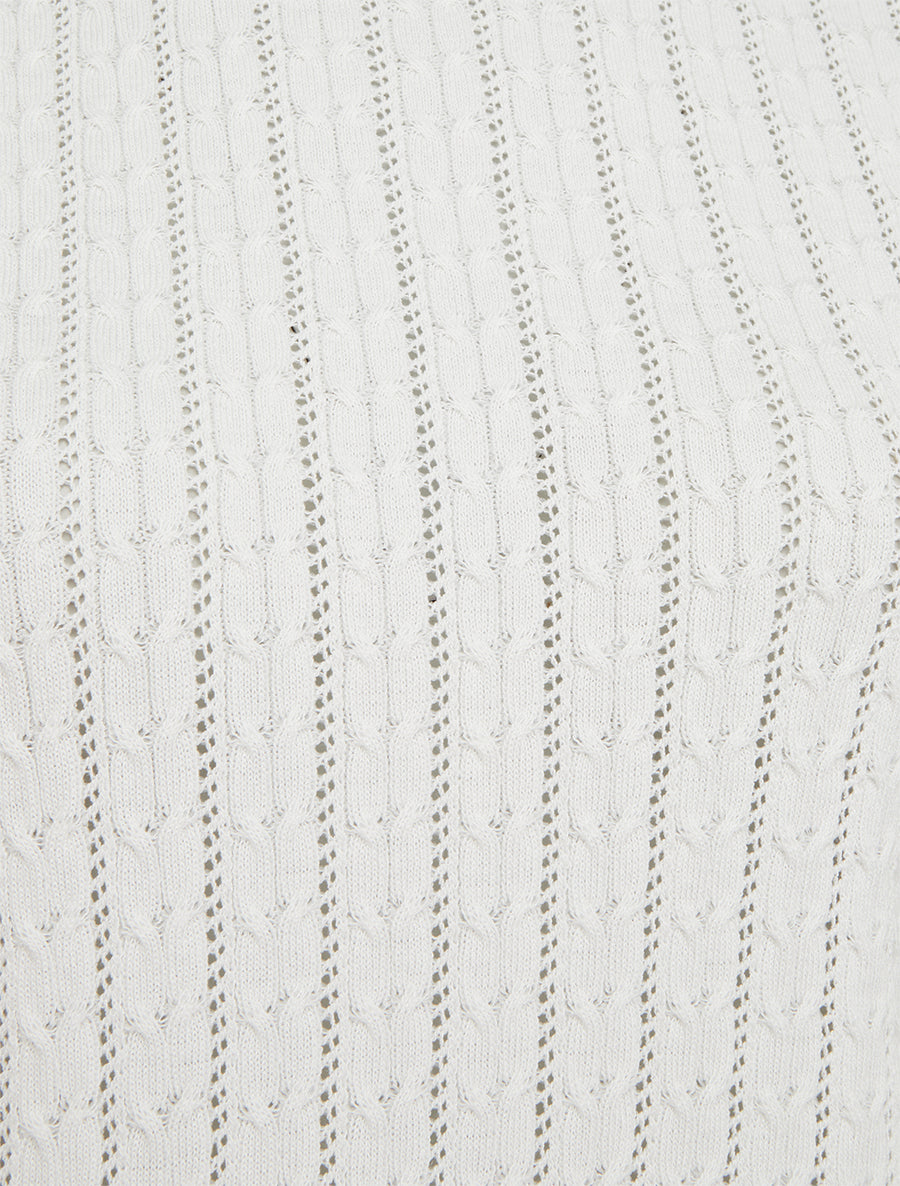 Pull uni ajouré à manches courtes - Blanc - 3