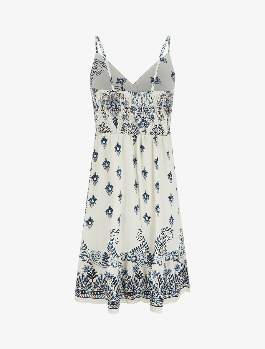 Robe imprimé foulard et fines bretelles - Marine - 2