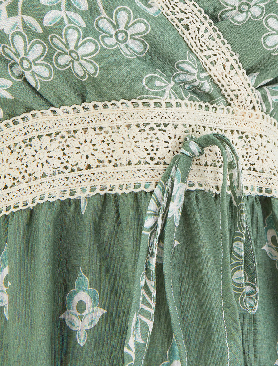Robe imprimé foulard et fines bretelles - Kaki - 3
