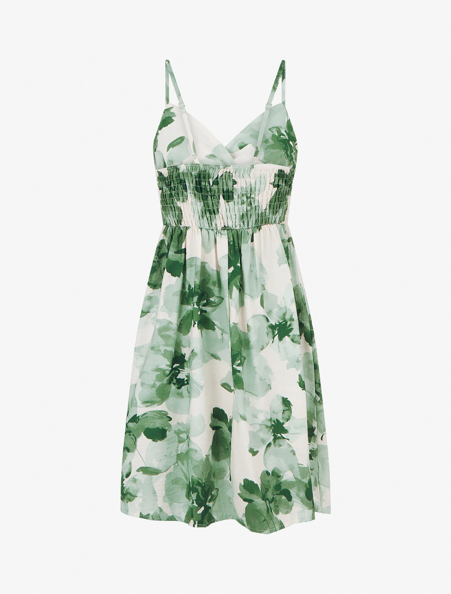 Robe mi-longue imprimé floral - Vert - 2