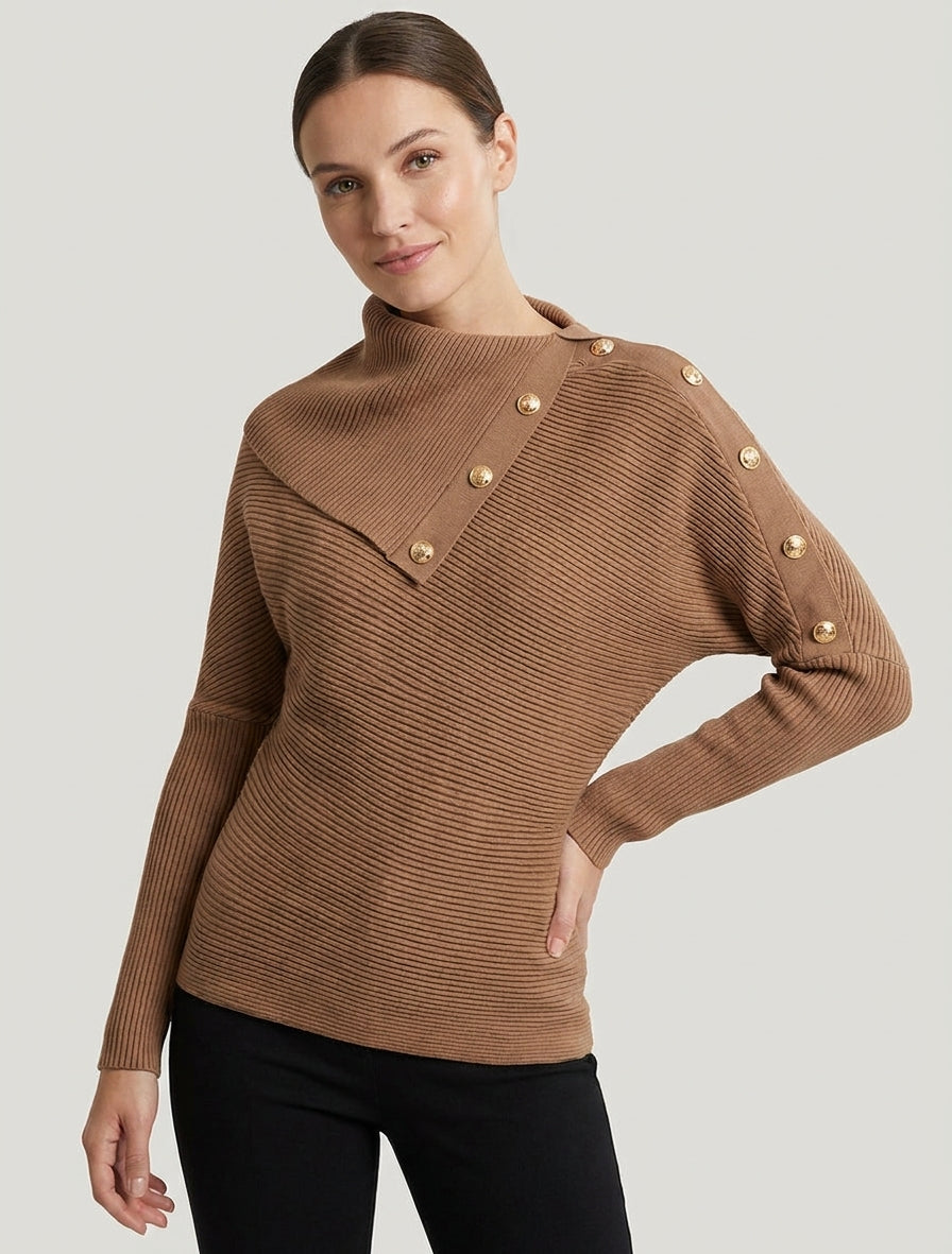 Maglione a tinta unita con collo alto stilizzato - Chameau