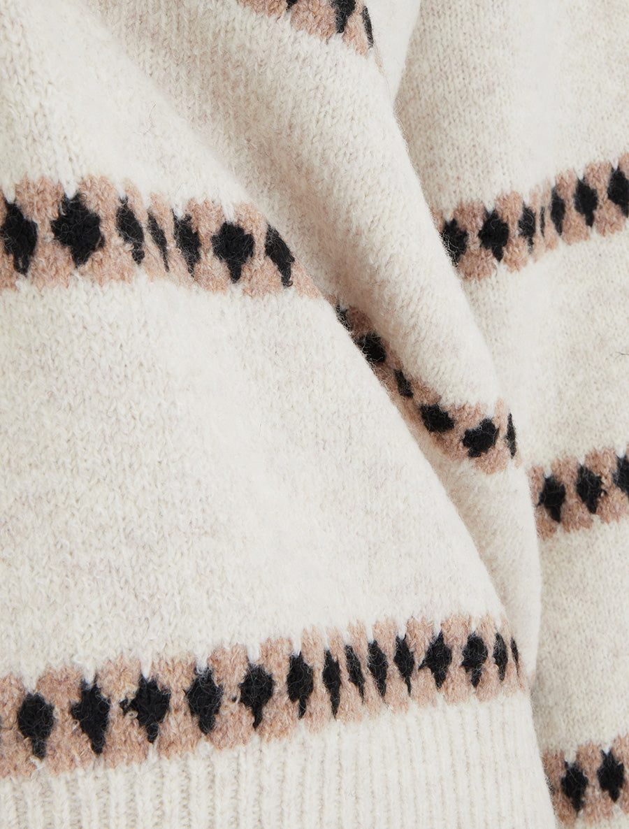 Pull droit à rayures fantaisies - Beige - 3