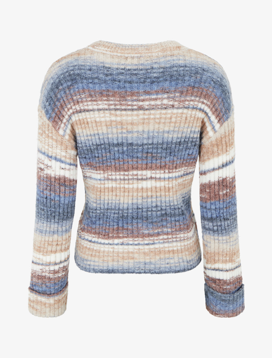 Pull coloré à manches à revers - Bleu - 2