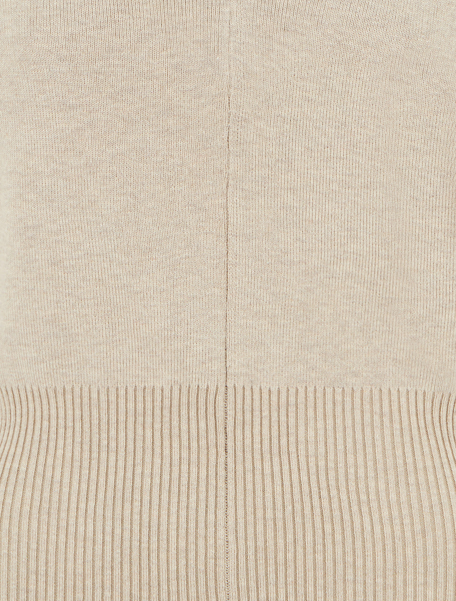 Pull uni à col V - Taupe - 3