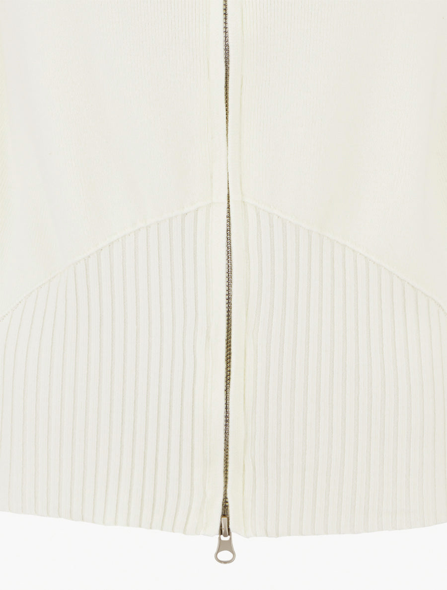 Gilet en maille zippé - Crème - 3