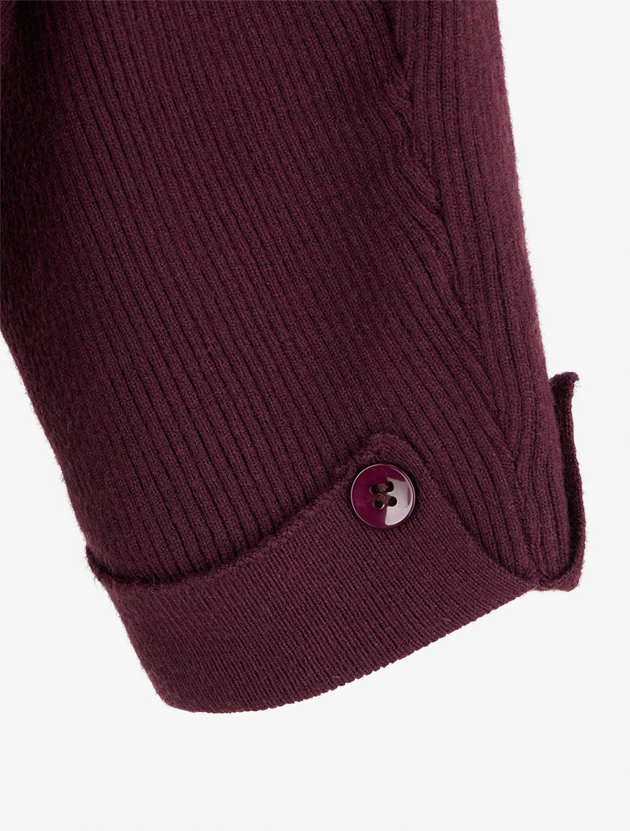 Pull côtelé à manches longues - Lie de vin - 3
