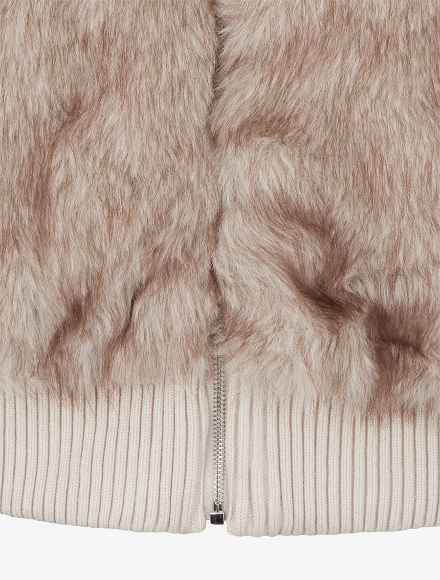 Veste côtelée à empiècement fourrure synthétique - Beige - 3