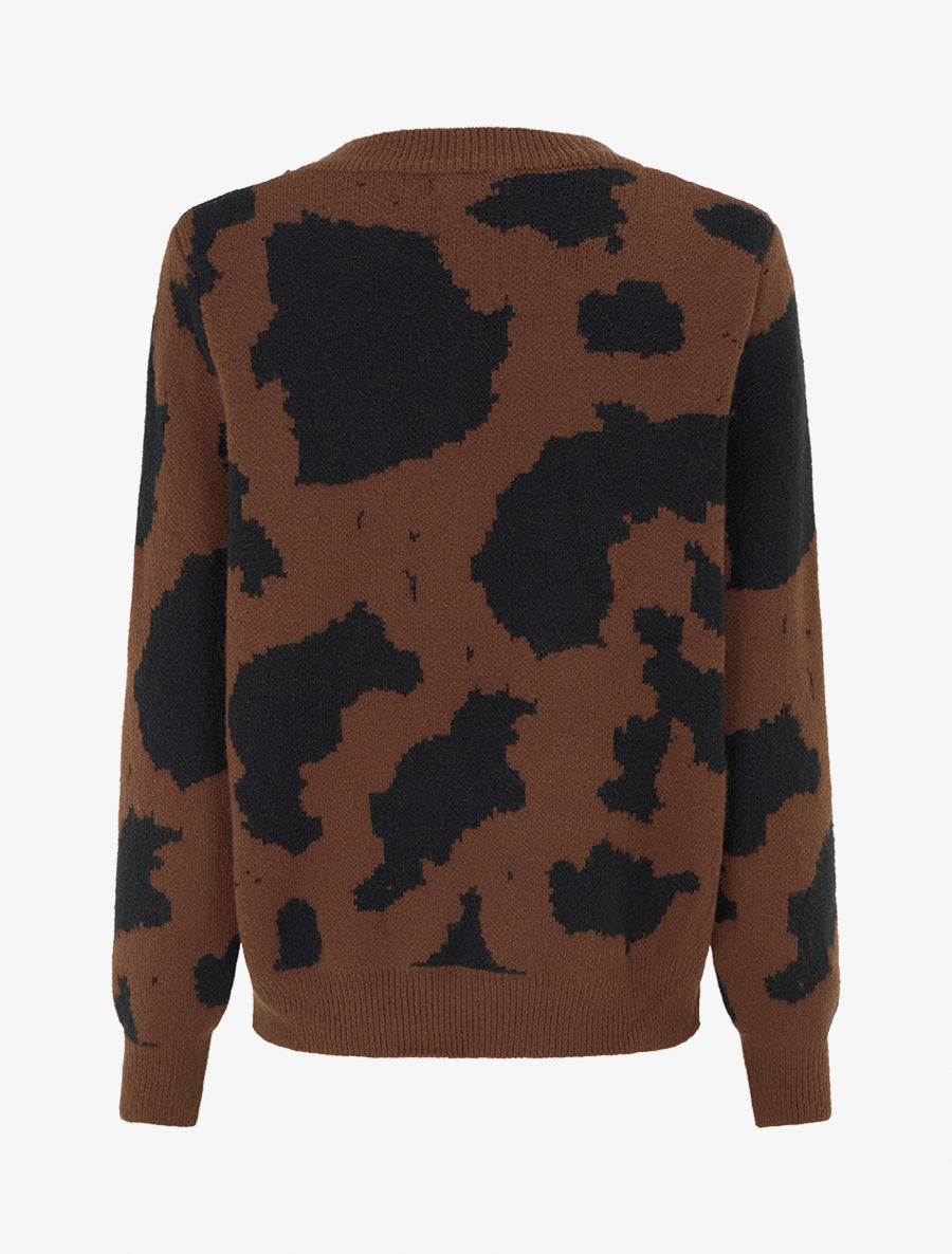 Pull en maille imprimé vache - Marron - 2