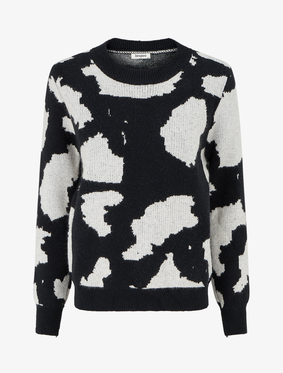 Pull en maille imprimé vache - Gris - 1