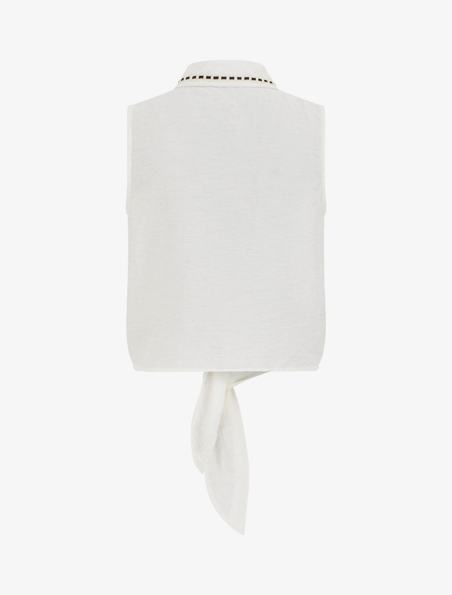 Chemise courte boutonnée à nouer - Écru - 2