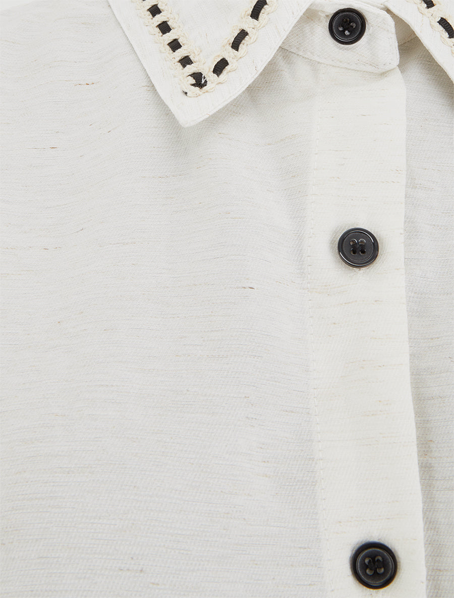 Chemise courte boutonnée à nouer - Écru - 3