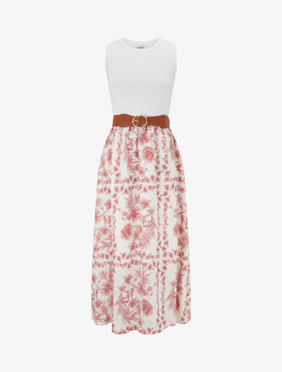 Robe imprimé floral à poches - Vieux rose - 1