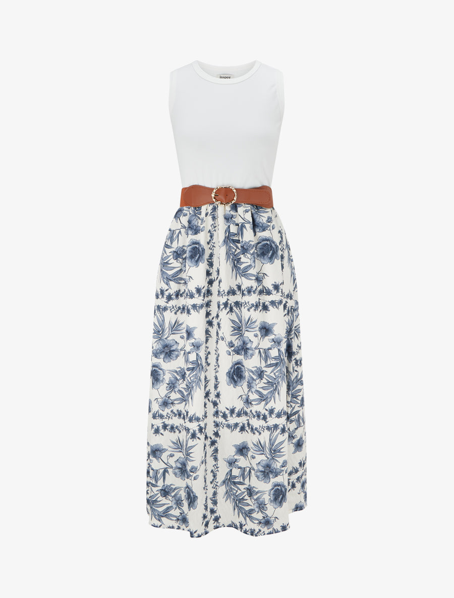 Robe imprimé floral à poches - Bleu - 1